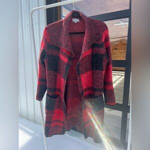 Joseph Red and Black Plaid Cardigan